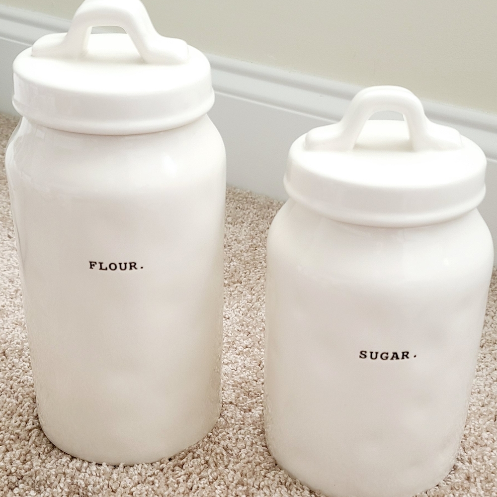 Rae Dunn "Flour" and "Sugar" Canisters